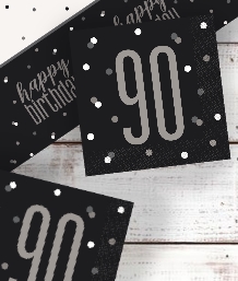 Black Glitz 90th Birthday Party Supplies | Balloon | Decoration | Pack